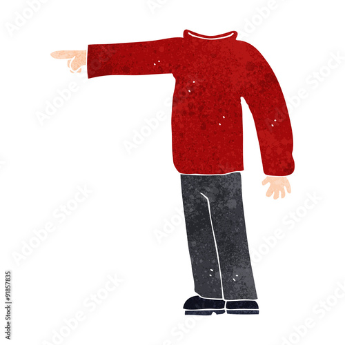 cartoon headless man pointing