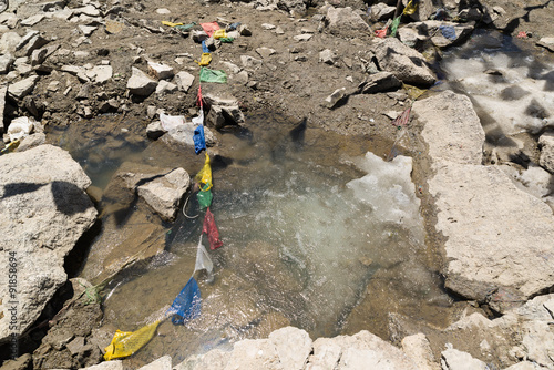 Prayer flag at Khardung La, Ladakh, Jammu and Kashmir,India. photo