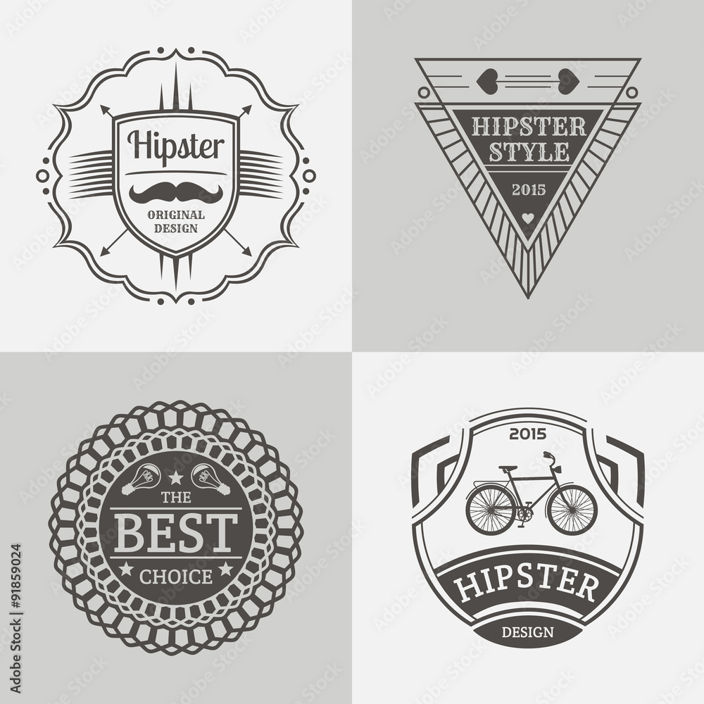 Vintage hipster labels and logos set. Retro style.