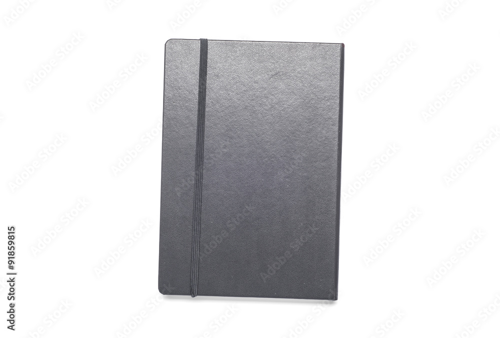 An unused black journal or notebook isolated on white background with shadow. Taken from a top down view. An unused black journal or notebook isolated on white background with shadow. Taken from a top down view.