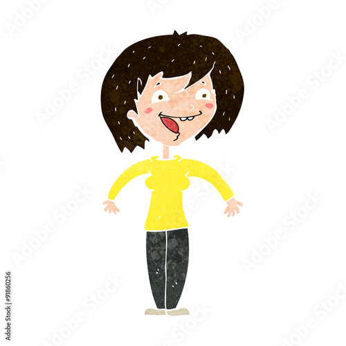 cartoon excited woman