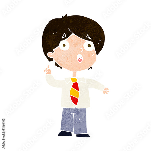 cartoon schoolboy answering question
