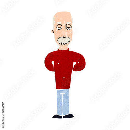 cartoon annoyed balding man