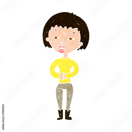 cartoon tired woman