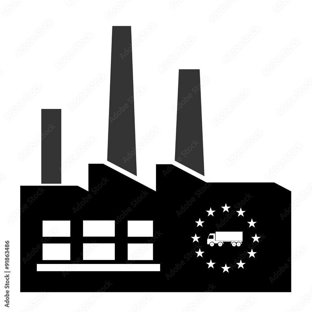 Camion de livraison en Europe dans une usine Camion de livraison en Europe dans une usine