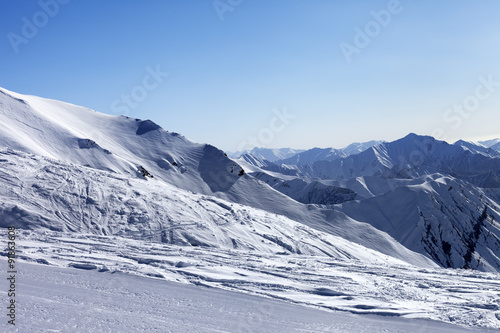 Ski slope in sun morning