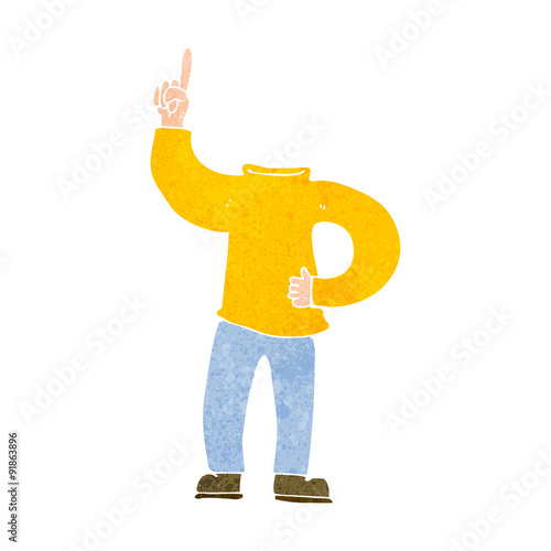 cartoon headless body with raised hand
