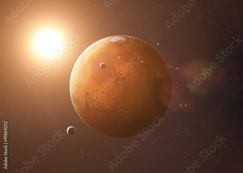 Shot of Mars taken from open space. Collage images provided by