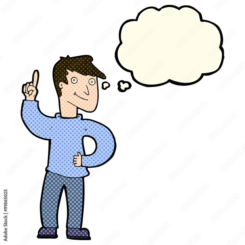 cartoon man with great idea with thought bubble cartoon man with great idea with thought bubble