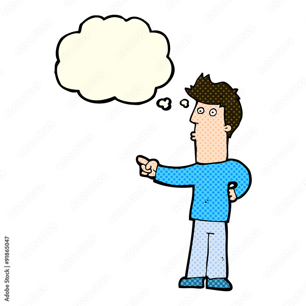 cartoon man pointing with thought bubble cartoon man pointing with thought bubble