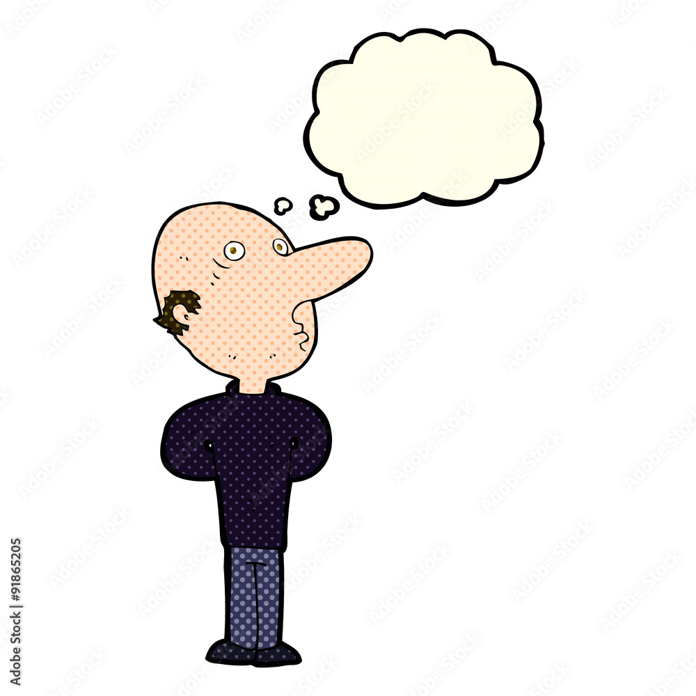 cartoon balding man with thought bubble cartoon balding man with thought bubble