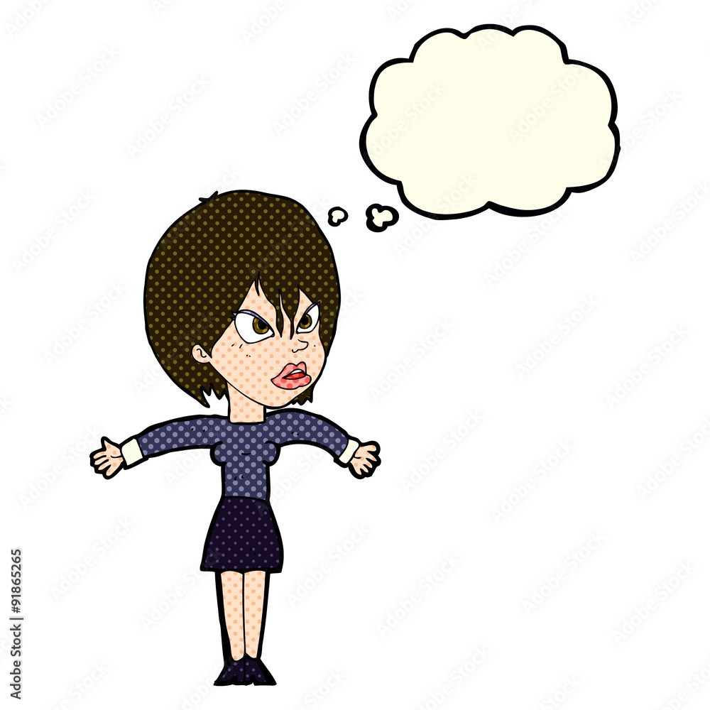 cartoon annoyed girl with thought bubble cartoon annoyed girl with thought bubble