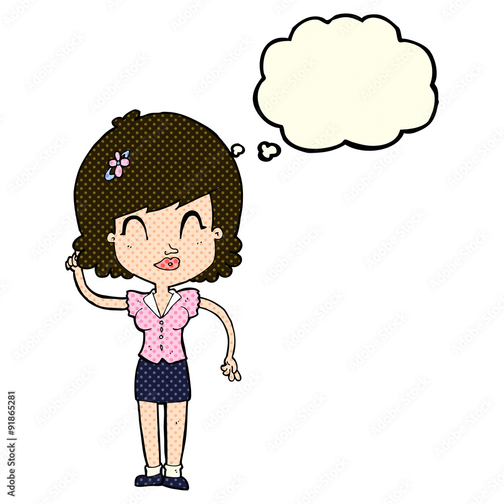 cartoon pretty woman with idea with thought bubble cartoon pretty woman with idea with thought bubble