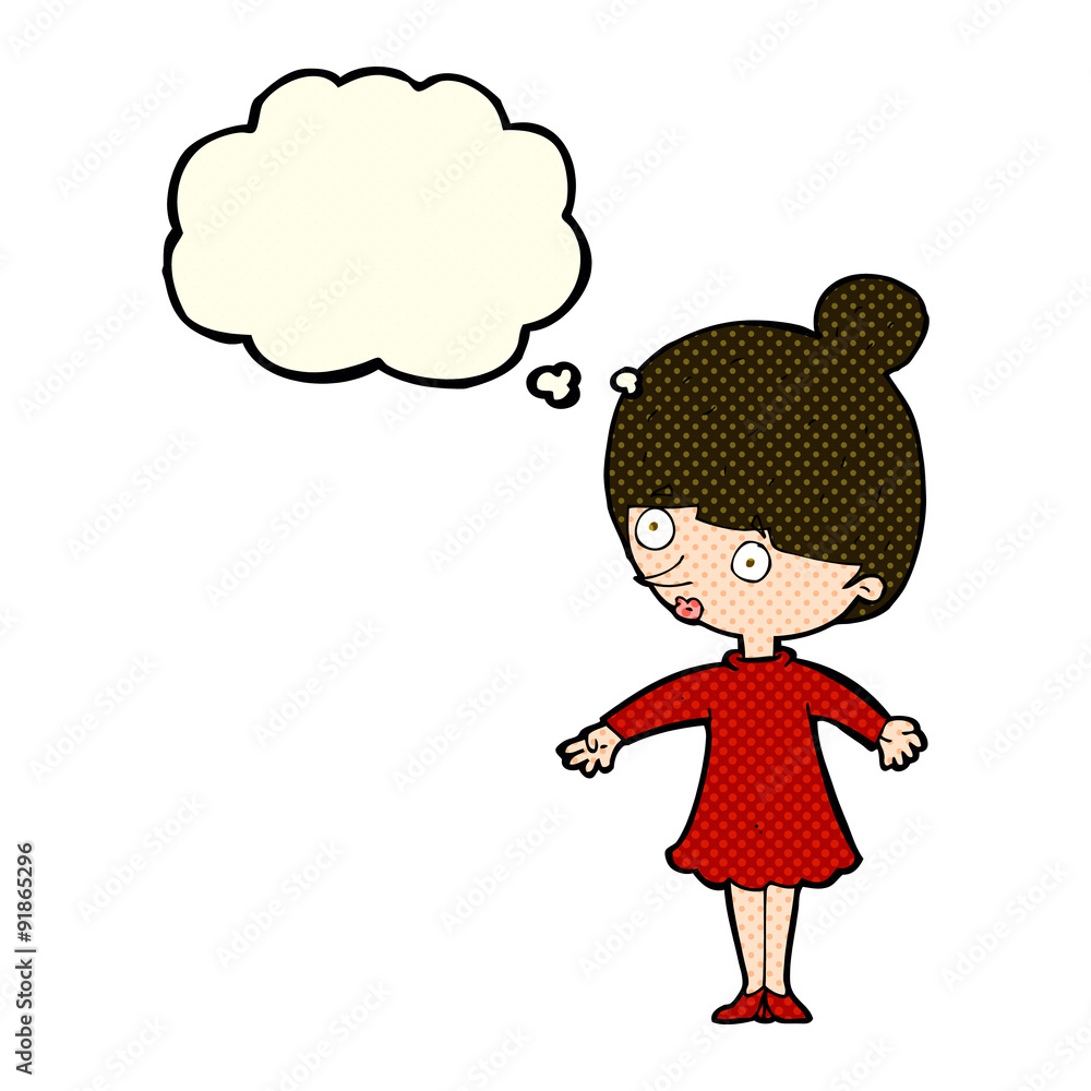 cartoon surprised woman with thought bubble cartoon surprised woman with thought bubble