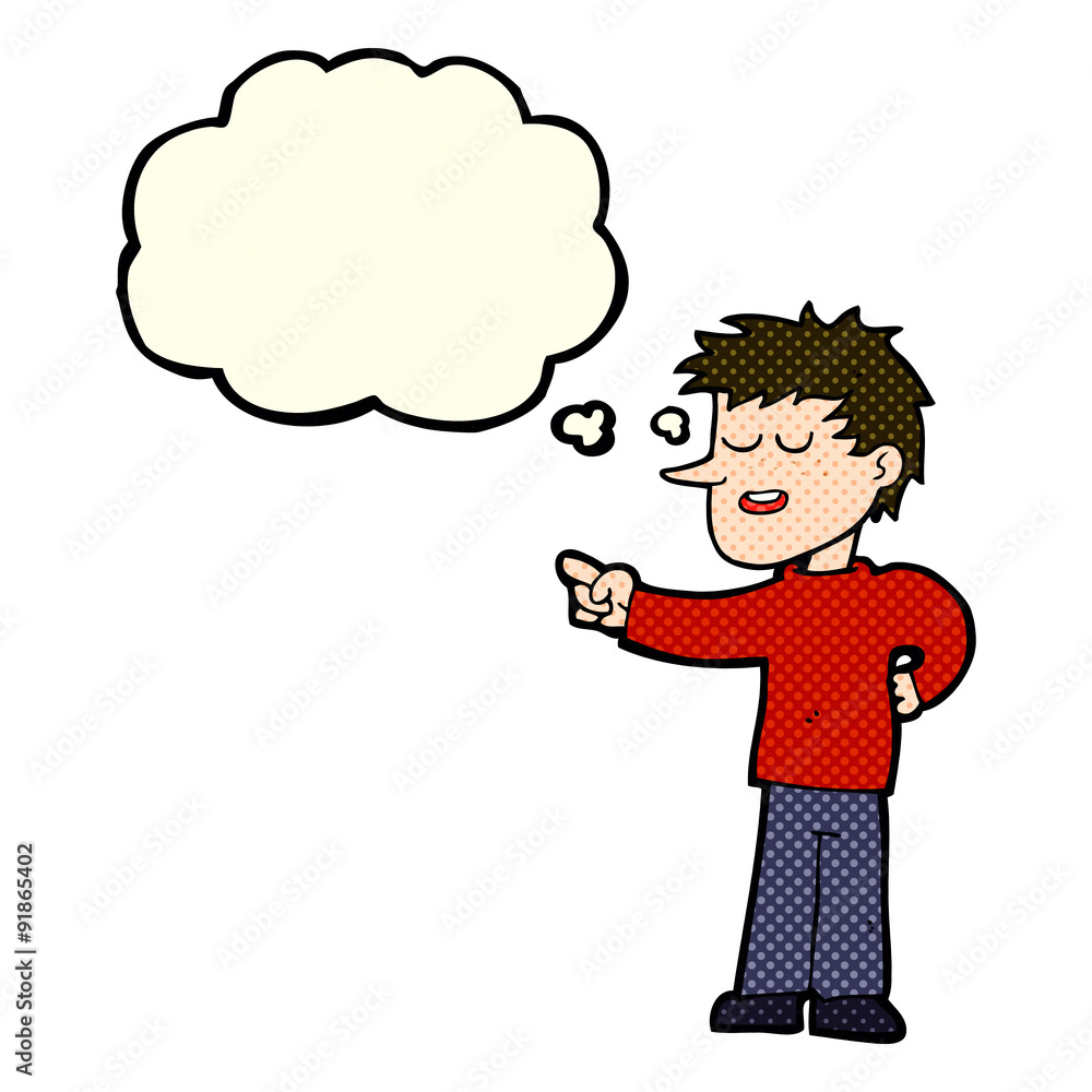 cartoon man pointing with thought bubble cartoon man pointing with thought bubble