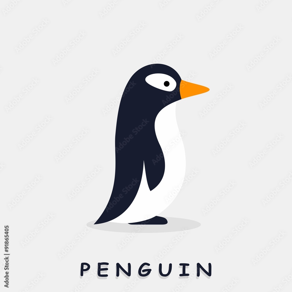 Obraz premium Penguin. Flat style. Vector illustration.