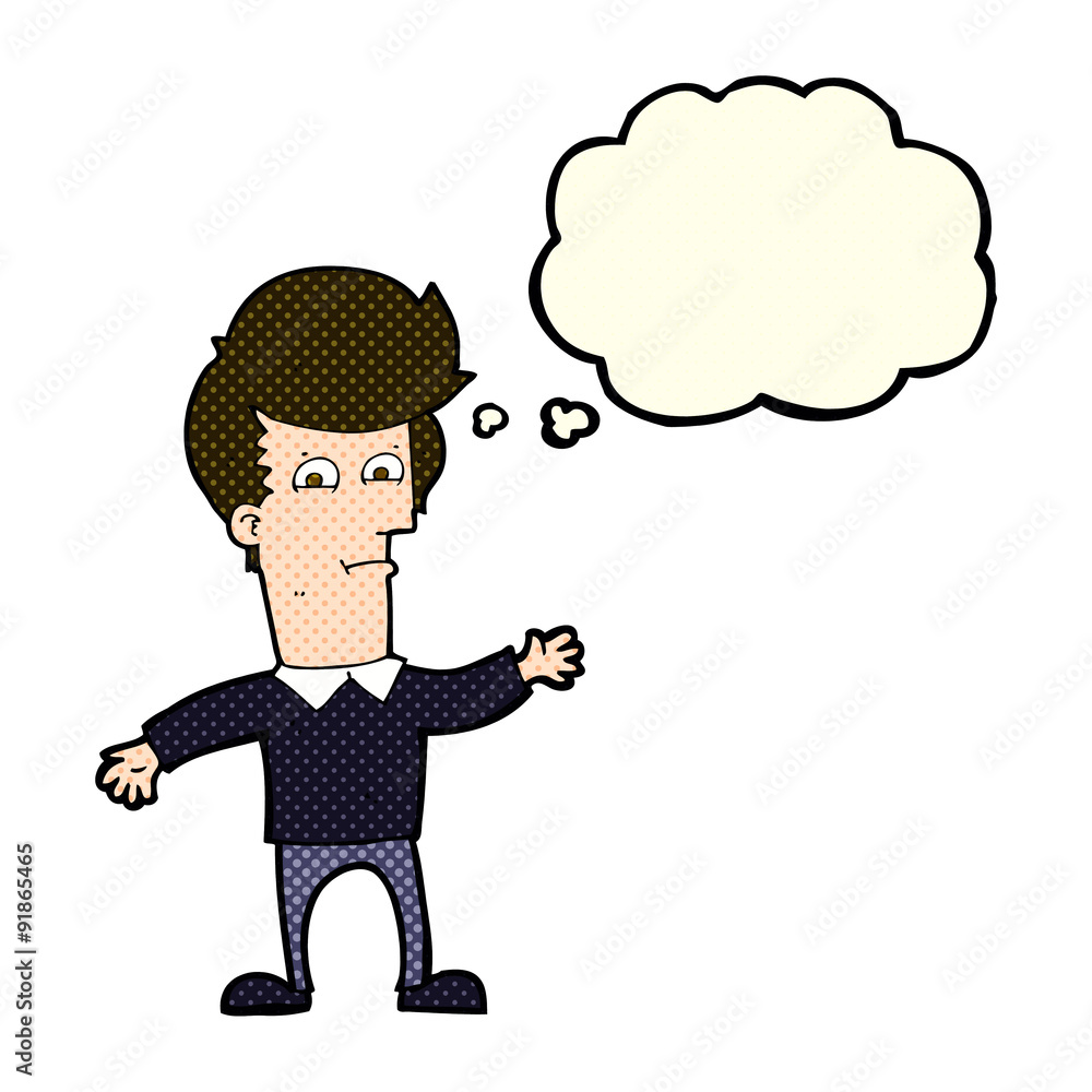 cartoon waving man with thought bubble cartoon waving man with thought bubble