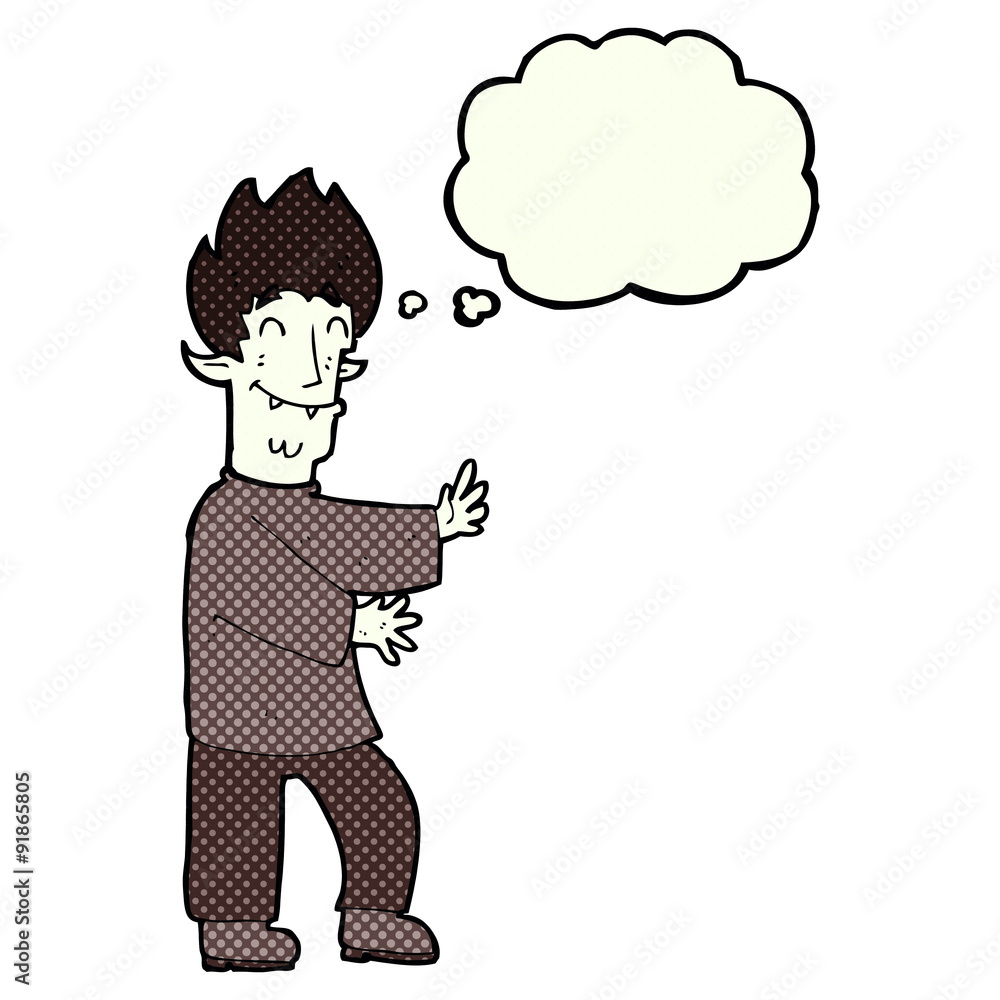 cartoon excited vampire with thought bubble cartoon excited vampire with thought bubble