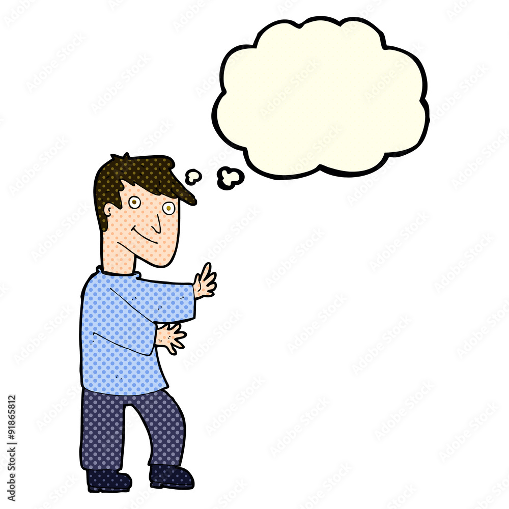 cartoon happy man with thought bubble cartoon happy man with thought bubble