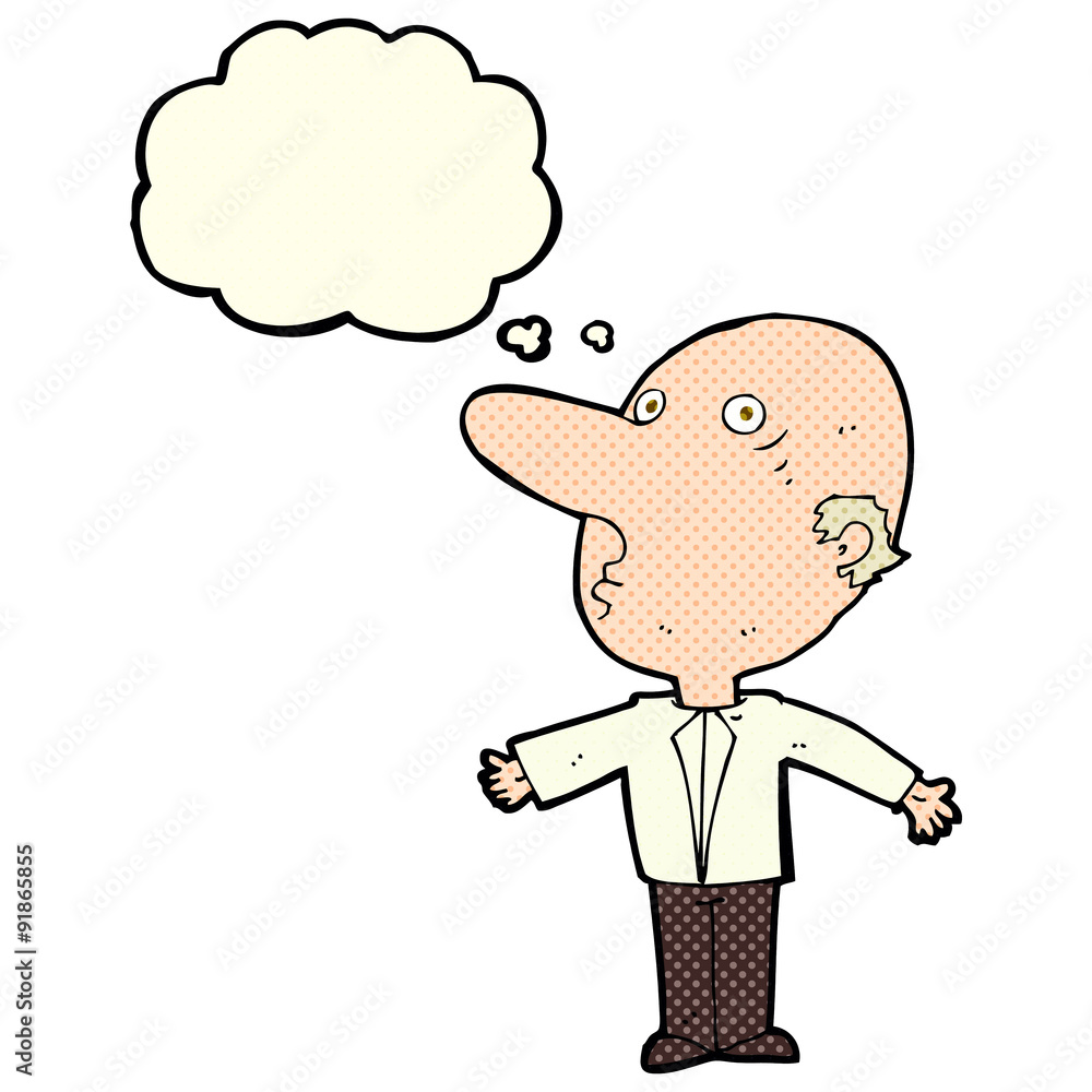 cartoon confused middle aged man with thought bubble cartoon confused middle aged man with thought bubble