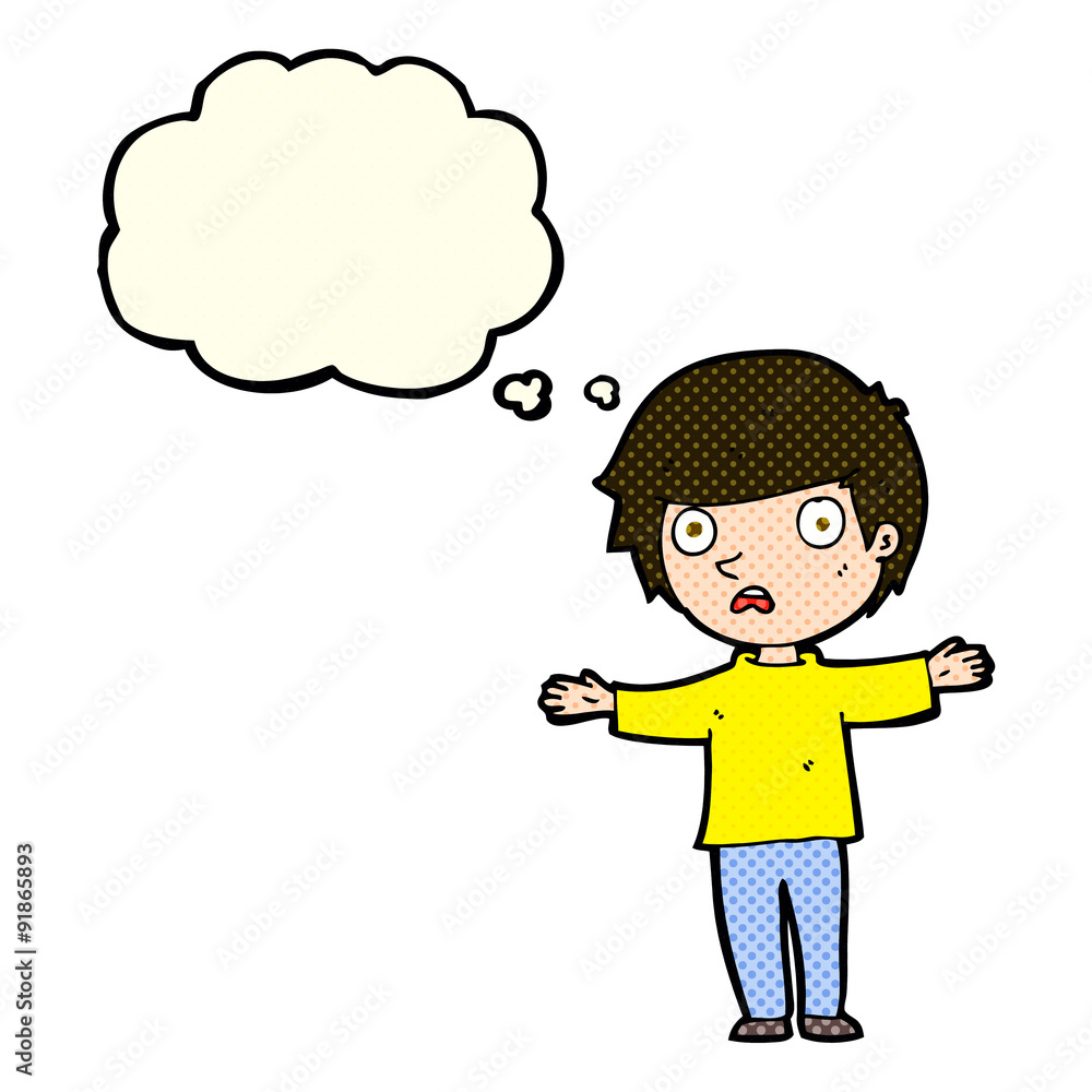 cartoon worried boy with thought bubble cartoon worried boy with thought bubble