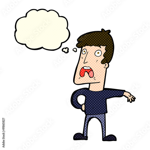 cartoon complaining man with thought bubble