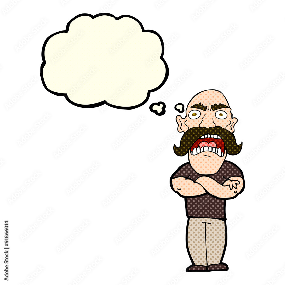 cartoon angry man with thought bubble cartoon angry man with thought bubble