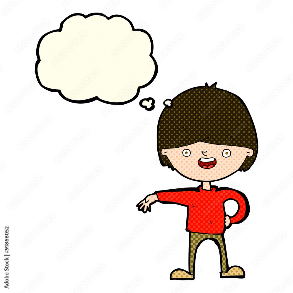 cartoon happy man with thought bubble cartoon happy man with thought bubble