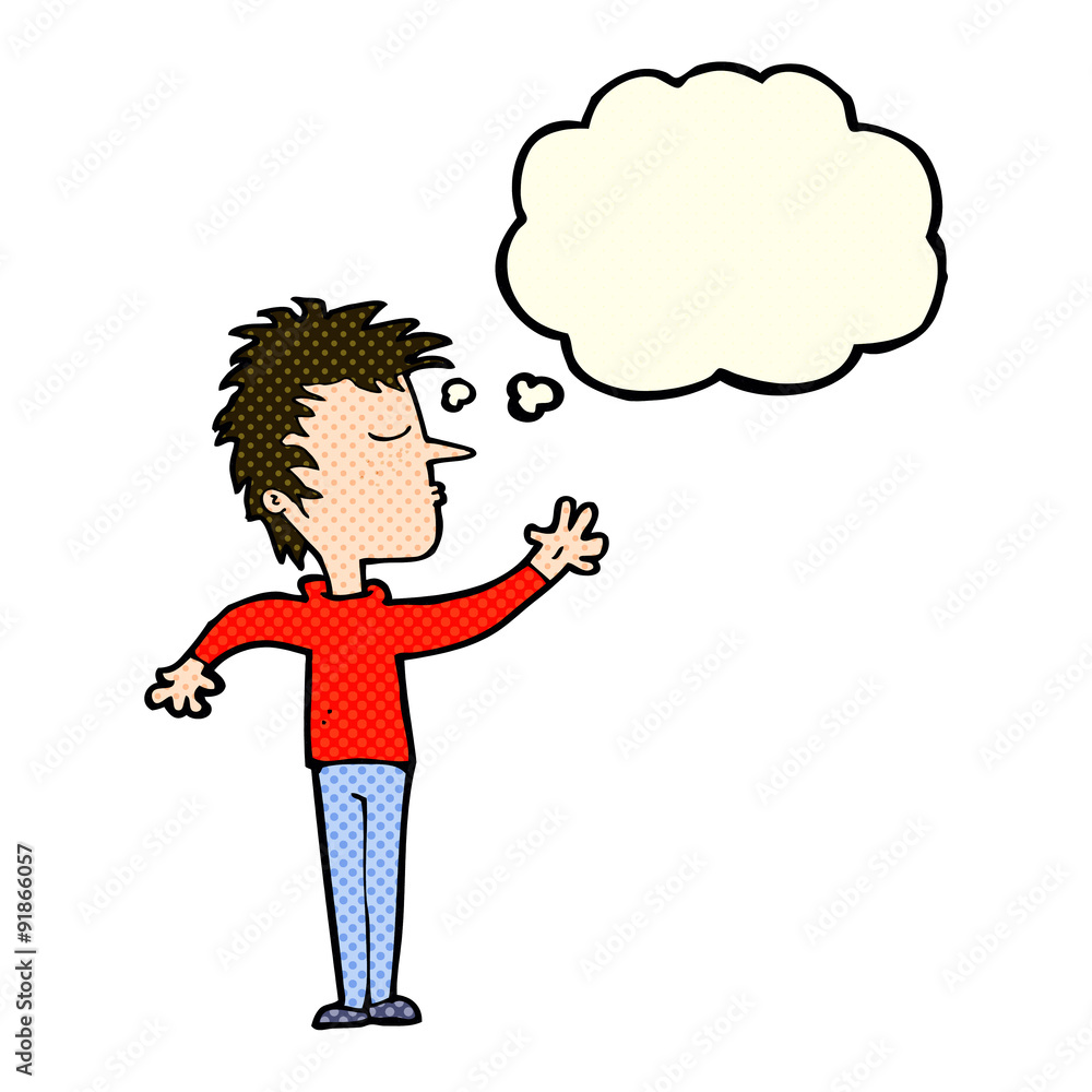 cartoon dismissive man with thought bubble cartoon dismissive man with thought bubble
