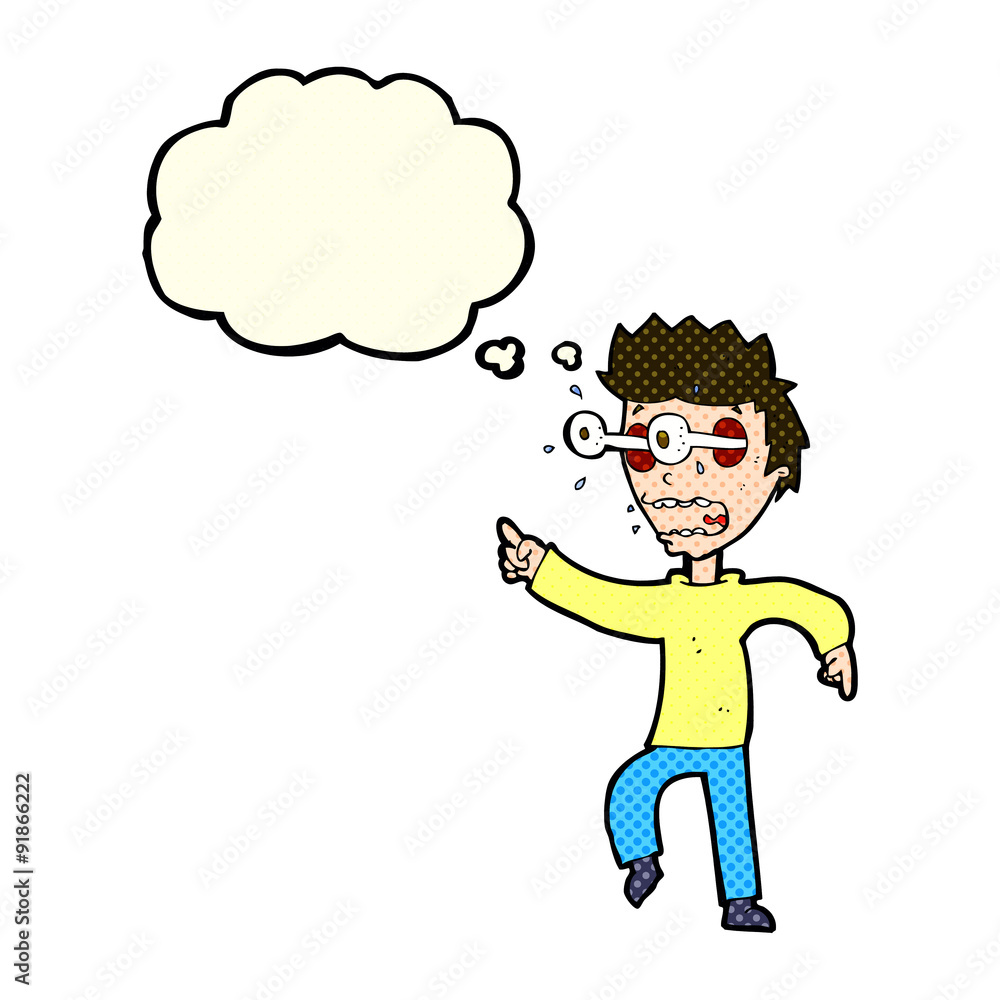 cartoon man with popping out eyes with thought bubble cartoon man with popping out eyes with thought bubble
