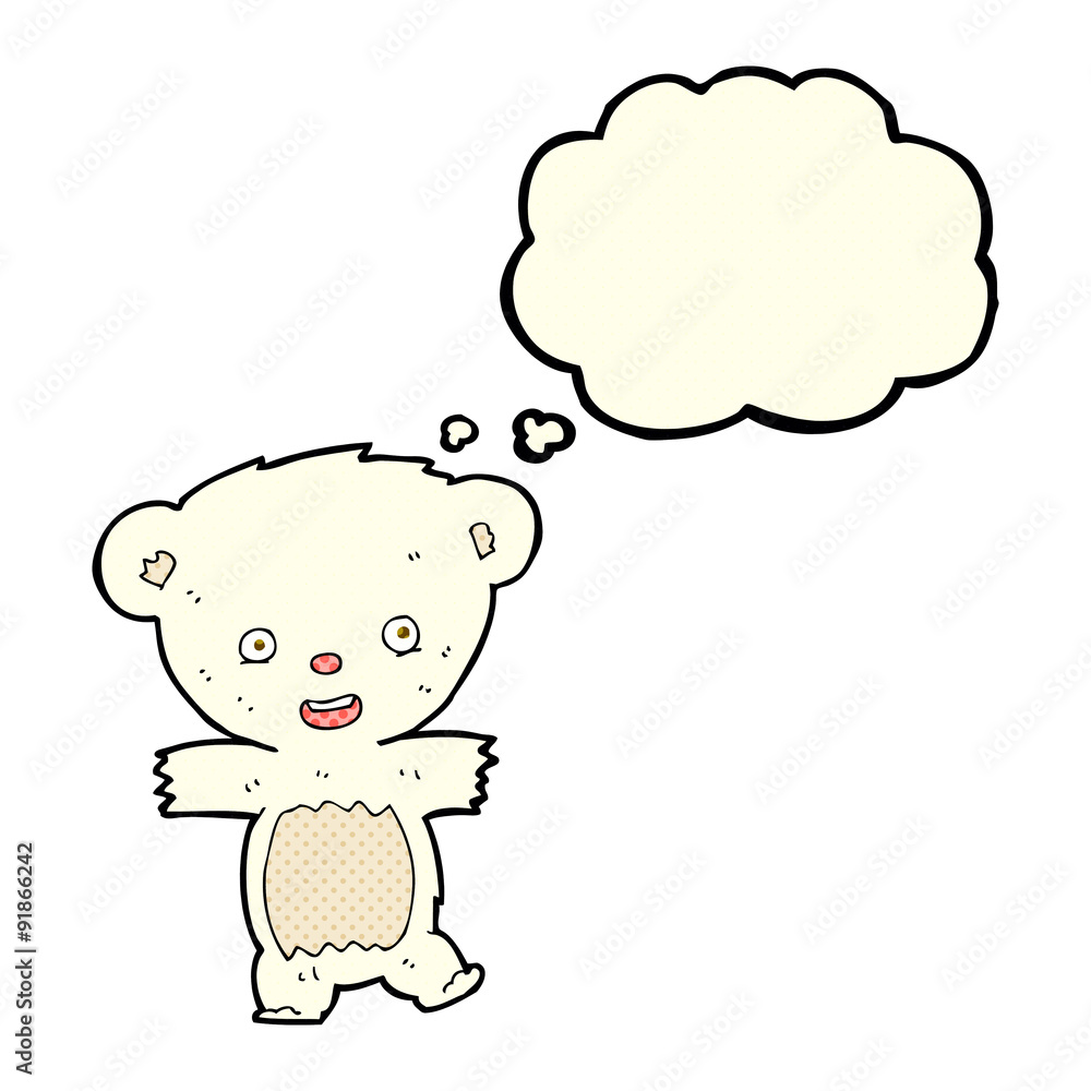 cartoon teddy polar bear cub with thought bubble cartoon teddy polar bear cub with thought bubble