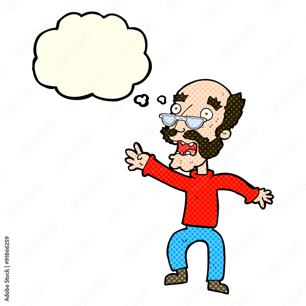 cartoon frightened old man with thought bubble cartoon frightened old man with thought bubble