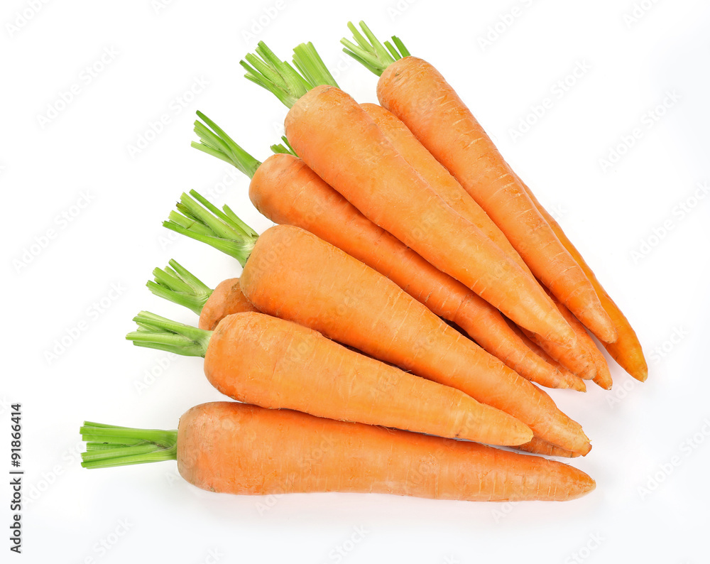Fresh ripe carrots isolated on white Fresh ripe carrots isolated on white