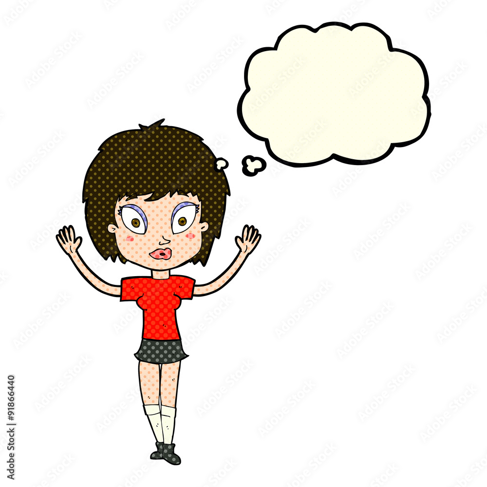 cartoon pretty girl with thought bubble cartoon pretty girl with thought bubble