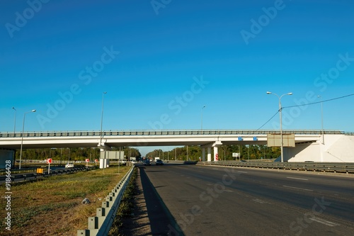 Highway M-4 "Don" and bridge. Rostov region. The "Don" is a very important interstate highway in south direction.
