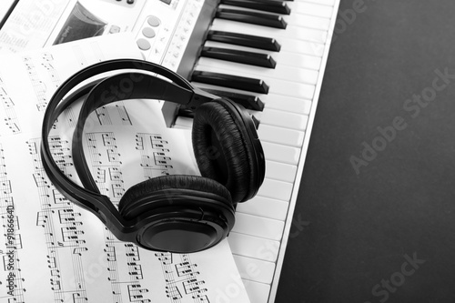 Headphones with music notes...