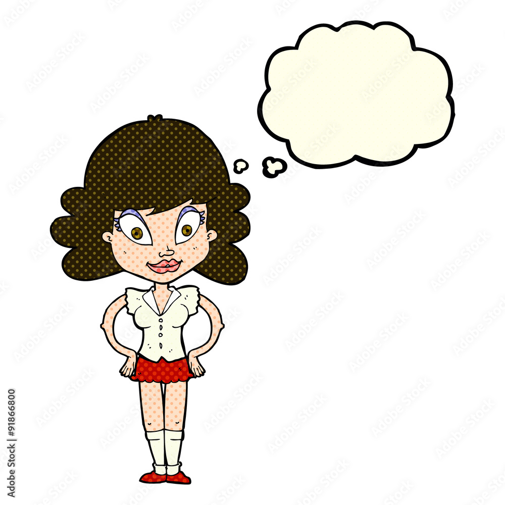 cartoon pretty woman with thought bubble cartoon pretty woman with thought bubble