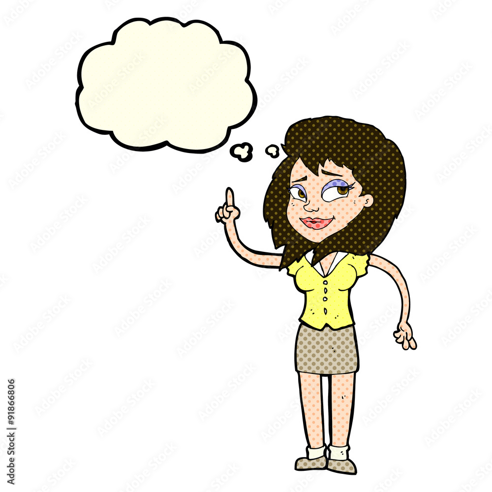 cartoon pretty woman with idea with thought bubble cartoon pretty woman with idea with thought bubble