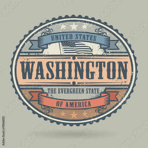 Vintage stamp with the text United States of America, Washington