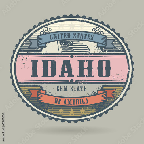 Vintage stamp with the text United States of America, Idaho