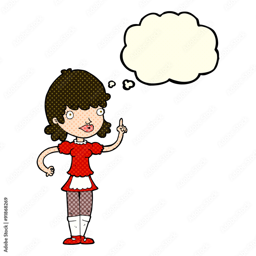 cartoon maid with thought bubble cartoon maid with thought bubble