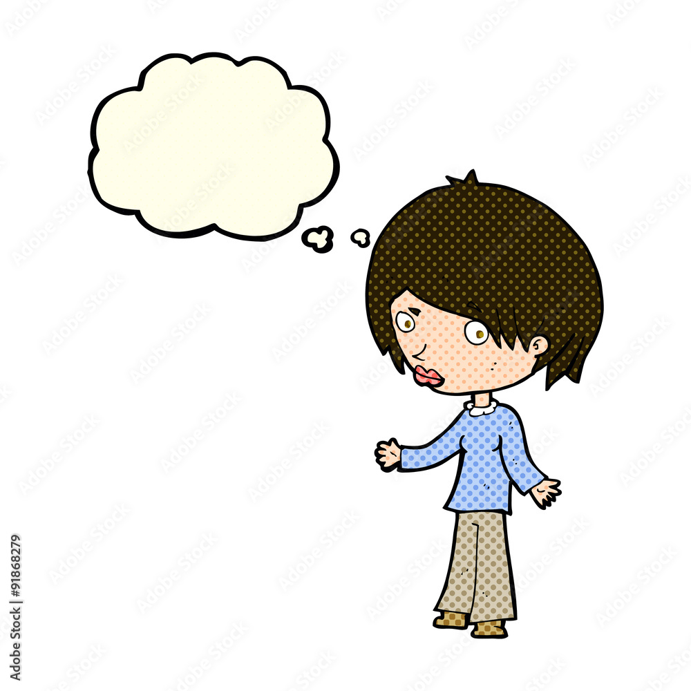 cartoon confused woman with thought bubble cartoon confused woman with thought bubble