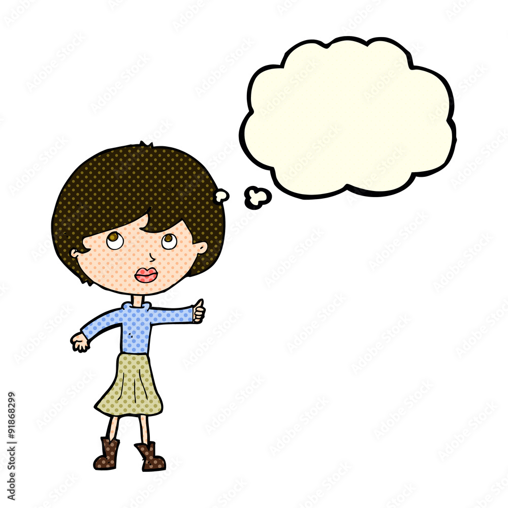 cartoon woman asking question with thought bubble cartoon woman asking question with thought bubble