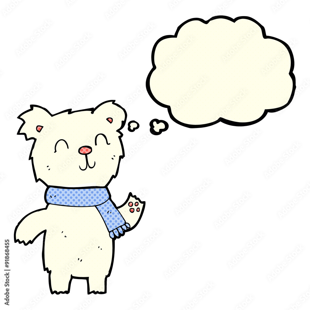 cartoon cute polar bear cub with thought bubble cartoon cute polar bear cub with thought bubble