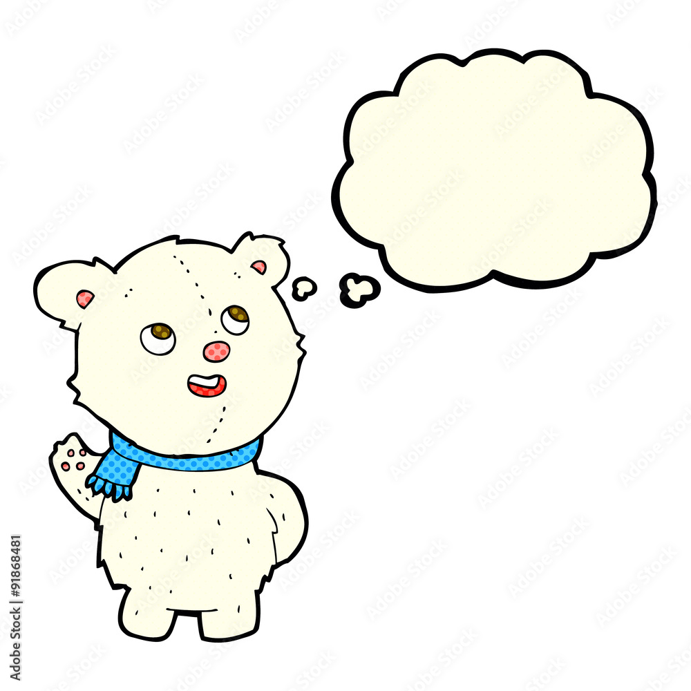 cartoon cute polar bear cub with thought bubble cartoon cute polar bear cub with thought bubble