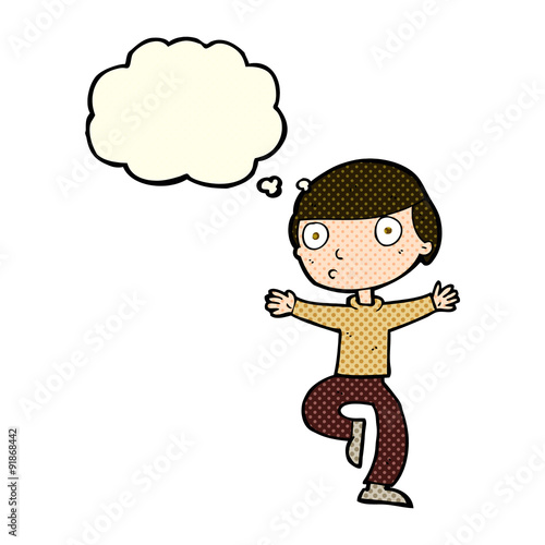 cartoon startled man with thought bubble