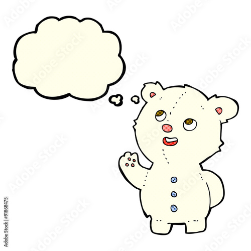 cartoon cute polar bear cub with thought bubble