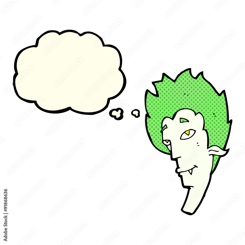 cartoon vampire head with thought bubble cartoon vampire head with thought bubble