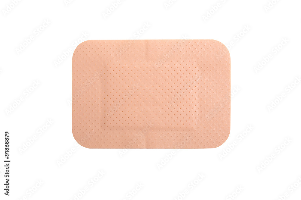 Rectangular adhesive bandage on white background Rectangular adhesive bandage on white background