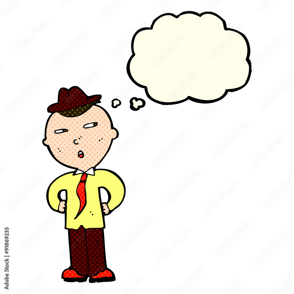 cartoon man wearing hat with thought bubble cartoon man wearing hat with thought bubble